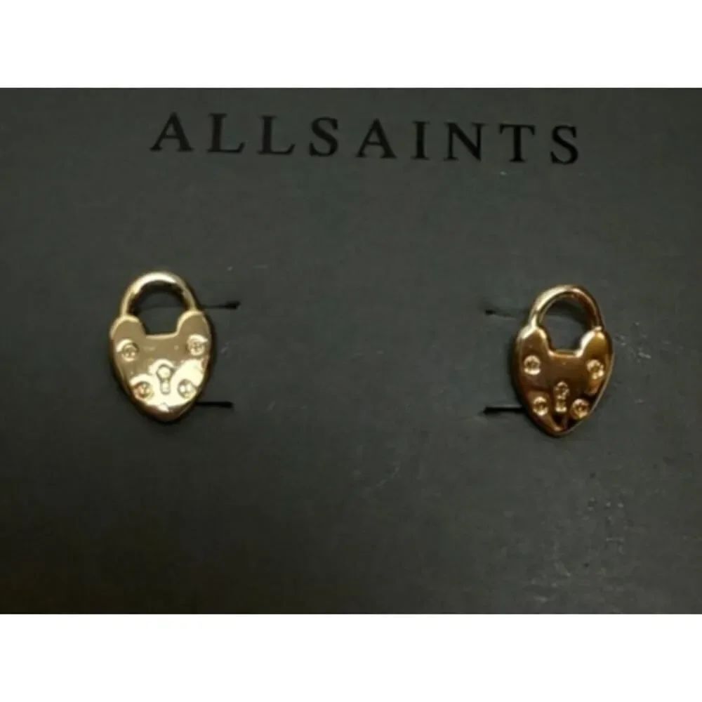 AllSaints Heart Lock Post Earrings NWT